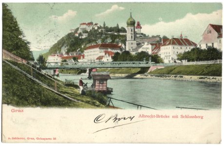 19050116 graz albrecht-brucke mit schlossberg