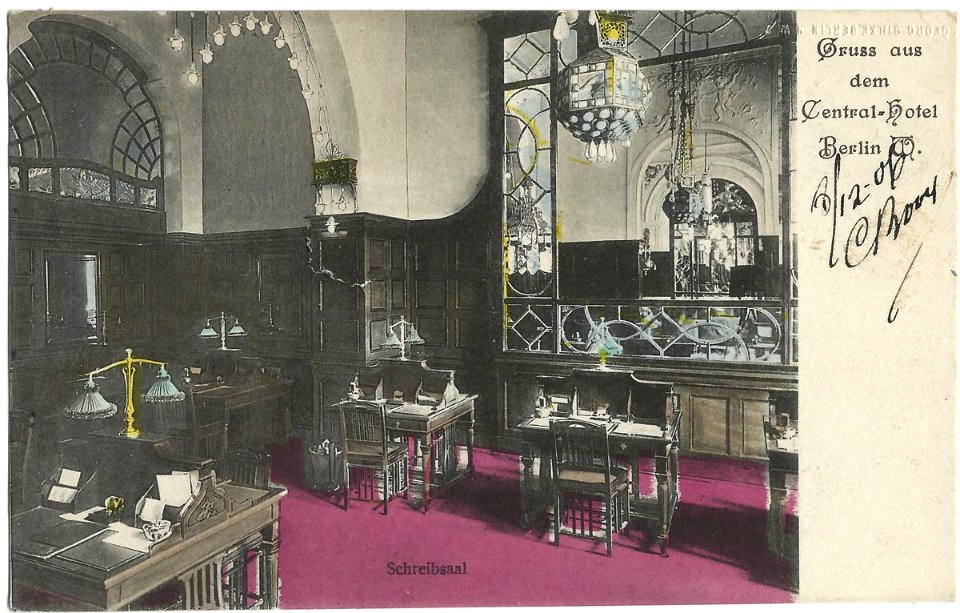 19061208 berlin gruss aus dem central hotel schreibsaal