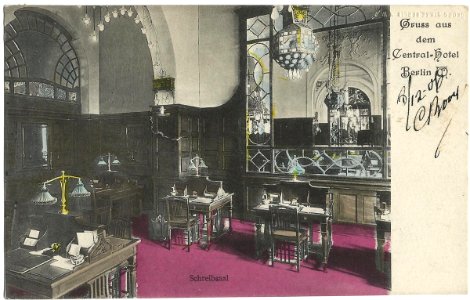 19061208 berlin gruss aus dem central hotel schreibsaal
