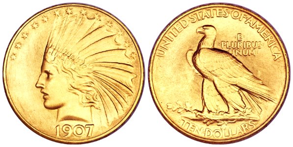 1907 $10 Satin Eagle