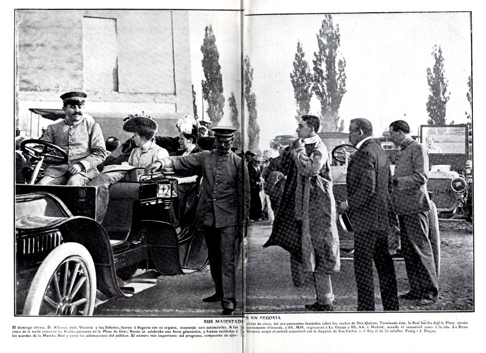 1907-07-20, Blanco y Negro, Alfonso XIII y Victoria Eugenia de Battenberg en Segovia, Julio Duque
