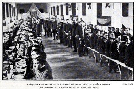 1907-12-07, Blanco y Negro, Banquete celebrado en el cuartel de infantería de María Cristina, Goñi photo