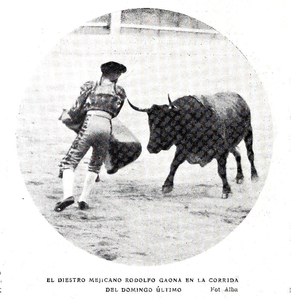 1908-07-11, Blanco y Negro, El diestro mejicano Rodolfo Gaona en la corrida del domingo último, Alba