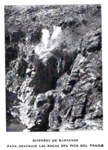 1908-08-08, Blanco y Negro, Disparos de barrenos para destruir las rocas del pico del Fraile, Goñi