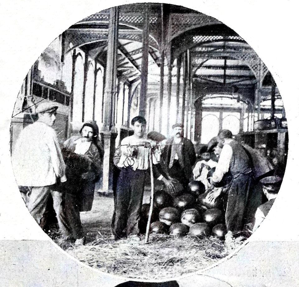 1908-09-26, Blanco y Negro, Los melones, El mercado de melones en la plaza de la Cebada, Alba
