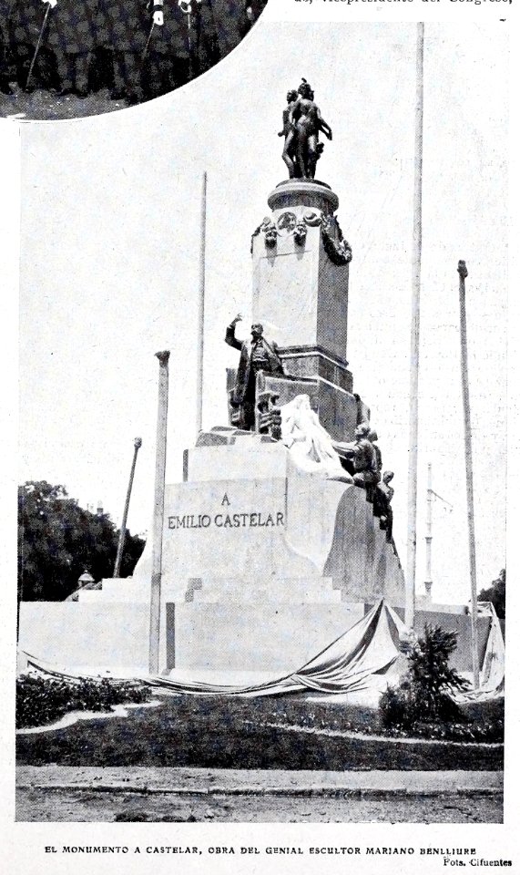 1908-07-11, Blanco y Negro, El monumento a Castelar, obra del genial escultor Mariano Benlliure, Cifuentes