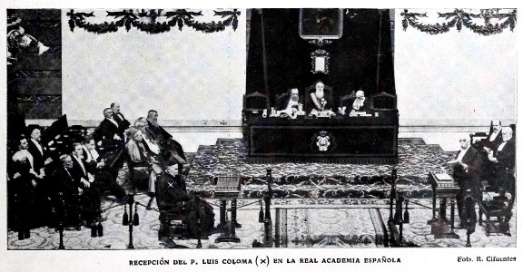 1908-12-12, Blanco y Negro, Recepción del P. Luis Coloma en la Real Academia Española, Cifuentes