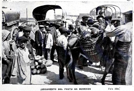 1908-09-26, Blanco y Negro, Los melones, Cargamento del fruto en borricos, Alba photo