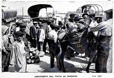 1908-09-26, Blanco y Negro, Los melones, Cargamento del fruto en borricos, Alba