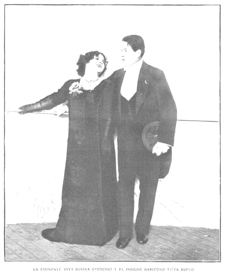 1909-01-20, Actualidades, La eminente diva Rosina Storchio y el insigne barítono Titta Ruffo, Cifuentes