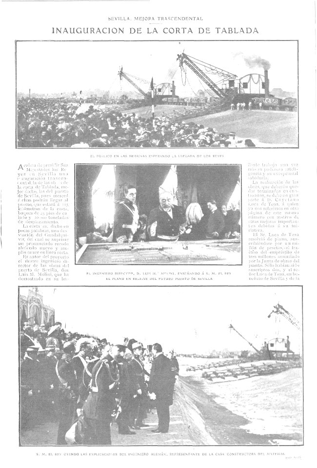 1909-03-31, Actualidades, Sevilla, Mejora trascendental, Inauguración de la Corta de Tablada