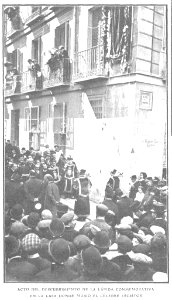 1909-03-31, Actualidades, Descubrimiento de una lápida, homenaje a Fígaro, Acto del descubrimiento de la lápida conmemorativa en la casa donde murió el célebre escritor, Cifuentes