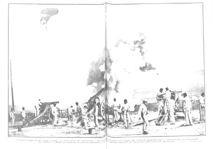 1909-08-10, Actualidades, La acción combinada del globo militar y la artillería, Alba photo