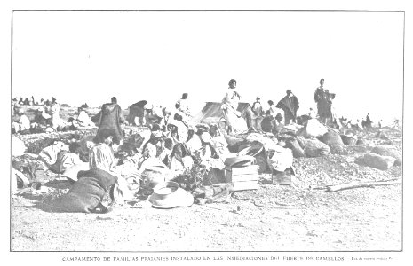 1909-09-29, Actualidades, Campamento de familias frajaníes instalado en las inmediaciones del fuerte de Camellos, Goñi photo