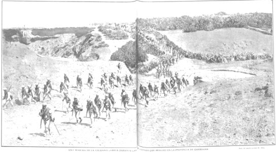 1909-09-15, Actualidades, Una marcha de la columna Larrea durante las operaciones que realizó en la provincia de Quebdana, Alba photo