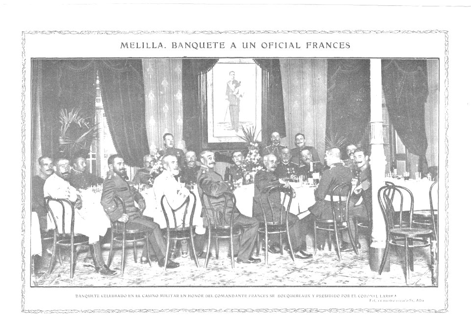 1909-11-03, Actualidades, Melilla, Banquete a un oficial francés, Alba