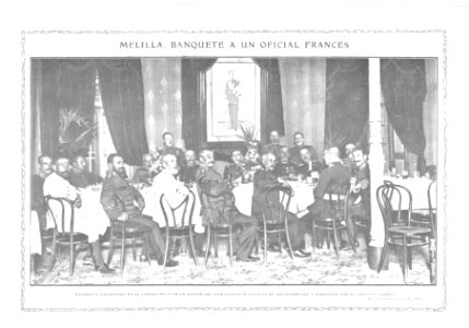1909-11-03, Actualidades, Melilla, Banquete a un oficial francés, Alba photo
