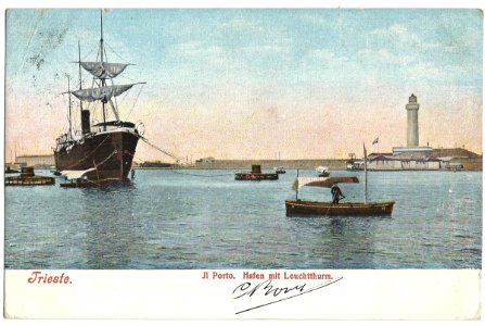 19090117 trieste porto hafen mit leuchtthurm