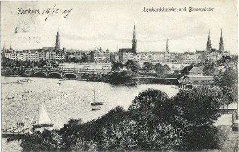 19091212 hamburg lombardsbrucke und binnenalster