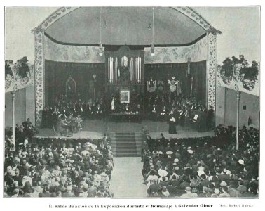 1910-11, Comedias y Comediantes, Salón de actos de la Exposición durante el homenaje a Salvador Giner, Barberá Masip