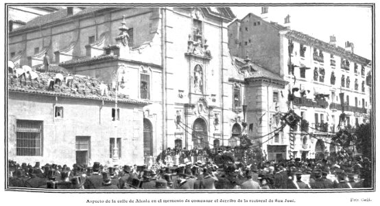 1910-04-07, Actualidades, Aspecto de la calle de Alcalá en el momento de comenzar el derribo de la rectoral de San José, Goñi