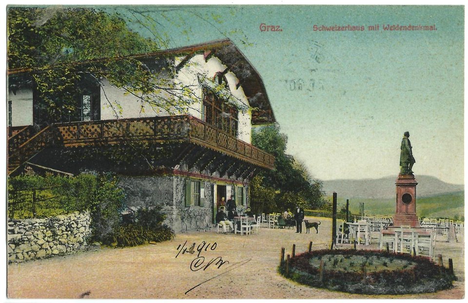 19100101 graz schweizerhaus mit weldendenkmal