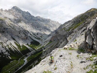 Biker mountains downhill photo