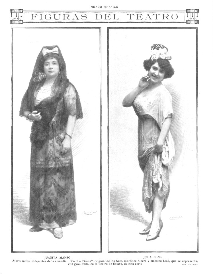 1913-03-12, Mundo Gráfico, Juanita Manso y Julia Fons, Calvache