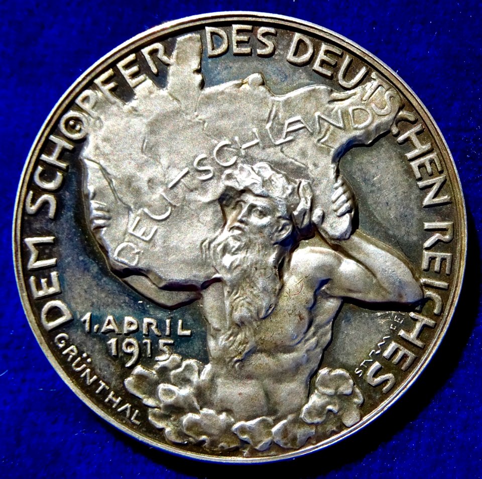 1915 WWI Judaica Silver Medal 100th Anniversary of Bismarck, reverse