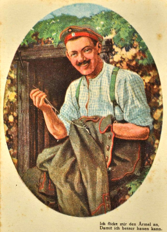 1917 - Germani - timp liber pe front - reparare imbracaminte