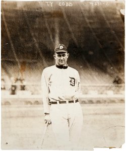 1917 Ty Cobb gives middle finger by Bain