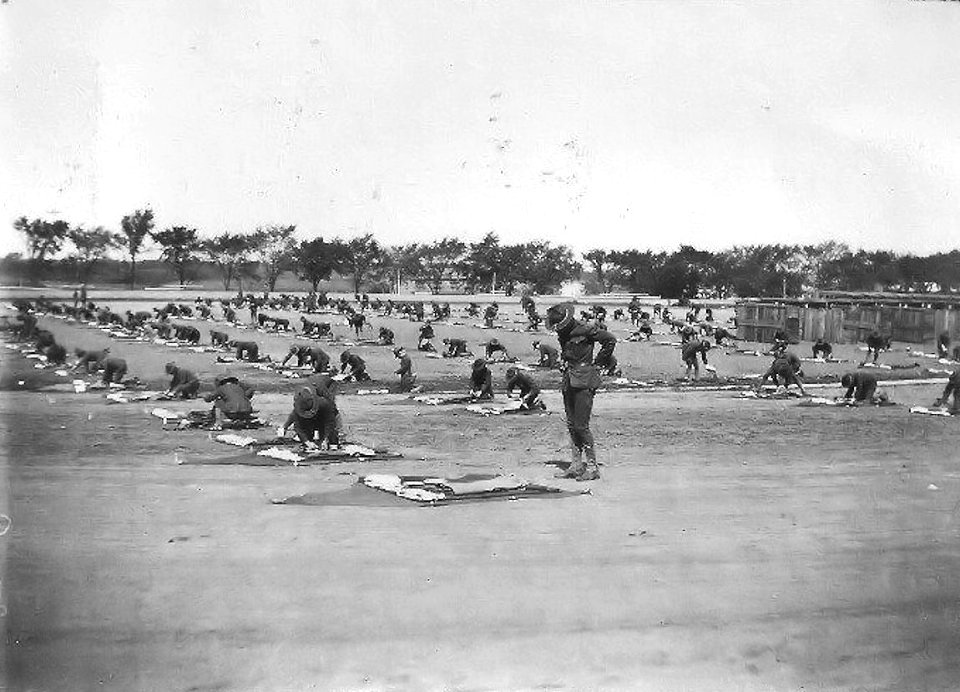 1918 - Camp Crane - Training Exercise in Fairgrounds Track Interior