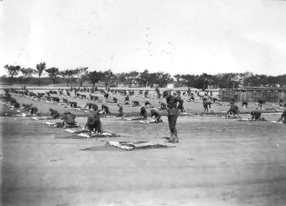 1918 - Camp Crane - Training Exercise in Fairgrounds Track Interior