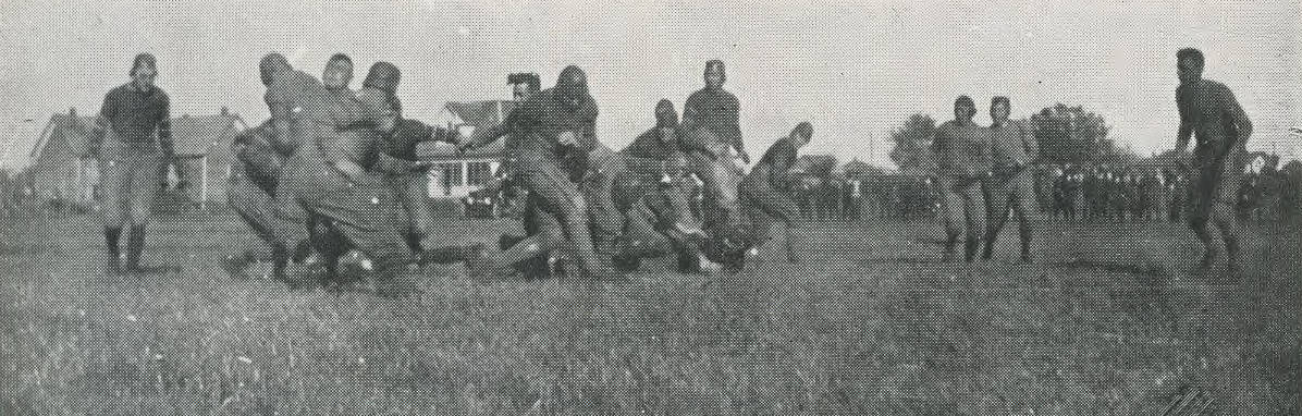 1920 Locust yearbook p. 132 (Football- Singleton Around Right End)