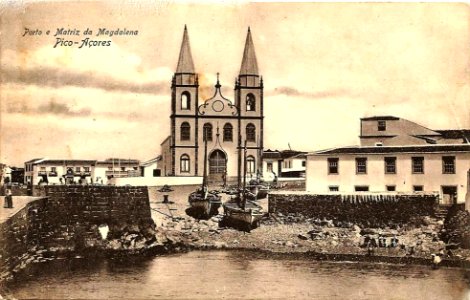 1920, Vila da Madalena, Porto velho e Matriz da Vila da Madalena, ilha do Pico, Arquivo de Villa Maria, Terceira, Açores