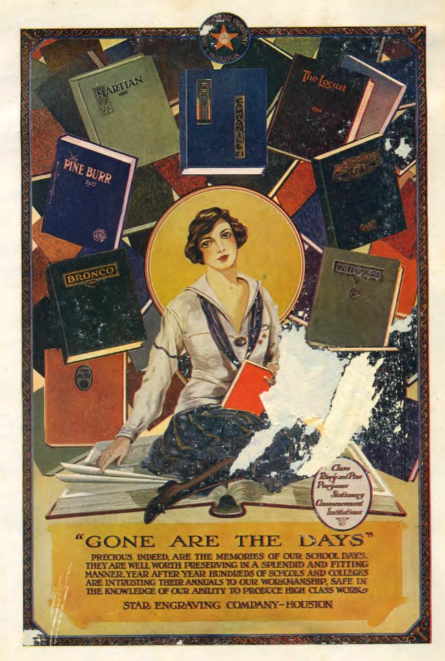 1921 Locust yearbook p. 263 (Gone are the Days, Star Engraving Company-Houston)