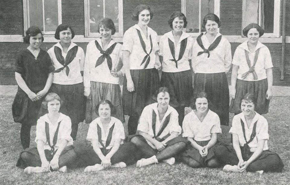1922 Locust yearbook p. 118 (Girl's Basket Ball- The Squad)