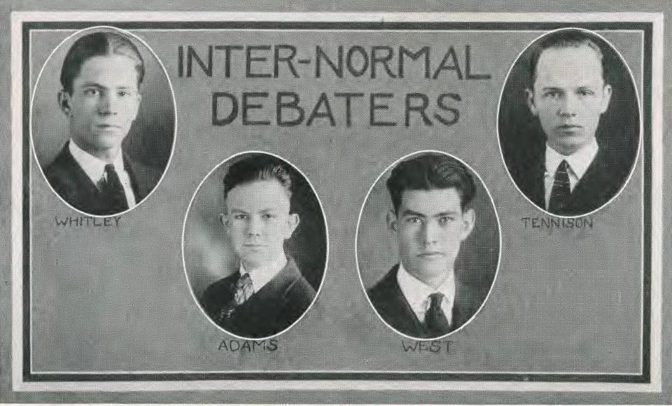 1923 Locust yearbook p. 164 (Inter-Normal Debaters)
