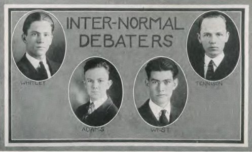 1923 Locust yearbook p. 164 (Inter-Normal Debaters)