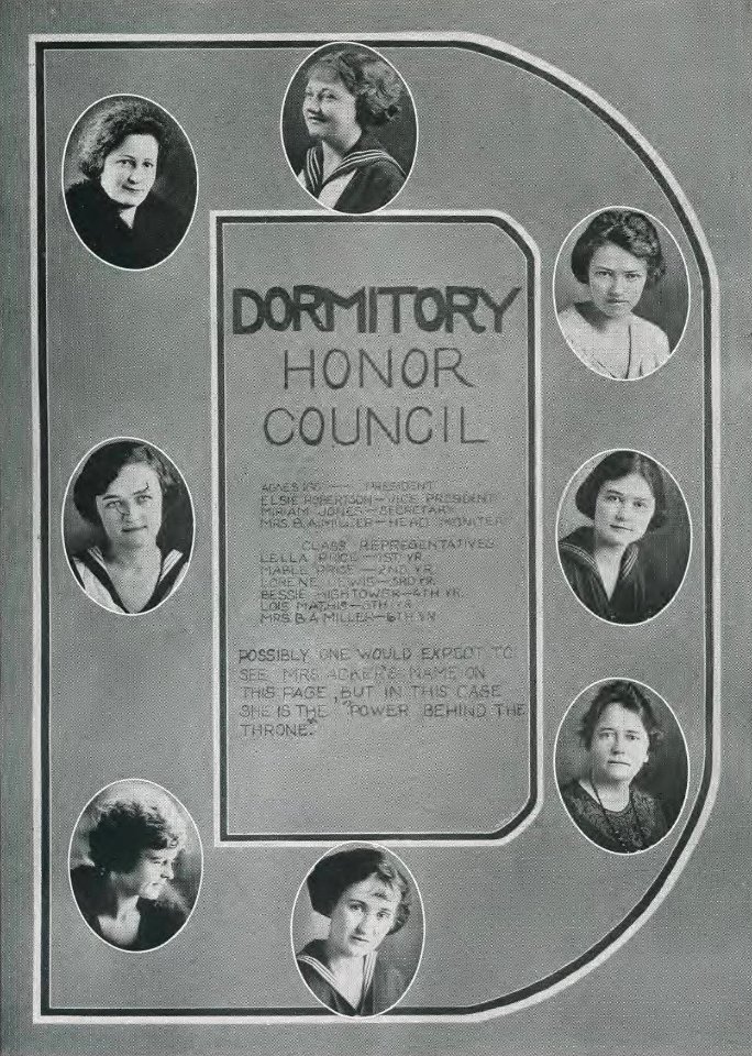 1923 Locust yearbook p. 139 (Dormitory Honor Council)