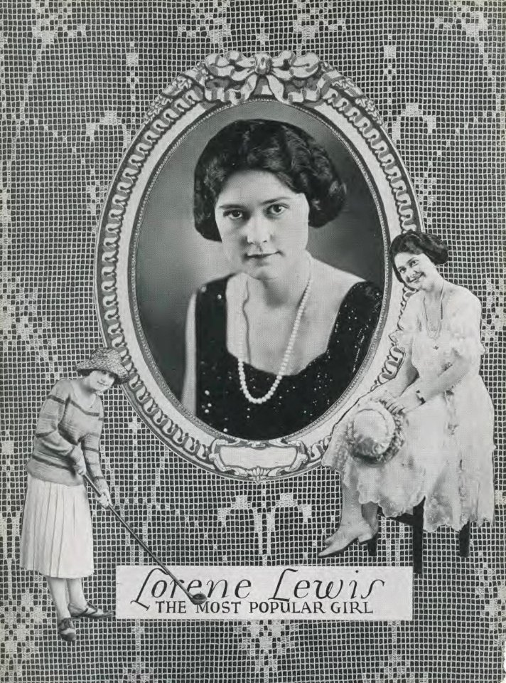 1923 Locust yearbook p. 156 (Lorene Lewis, The Most Popular Girl)