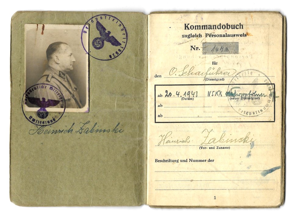1941 German issued Kommandobuch to a VoMi member serving in Transnistria, occupied Odessa and surrounding regions by Romania during the war