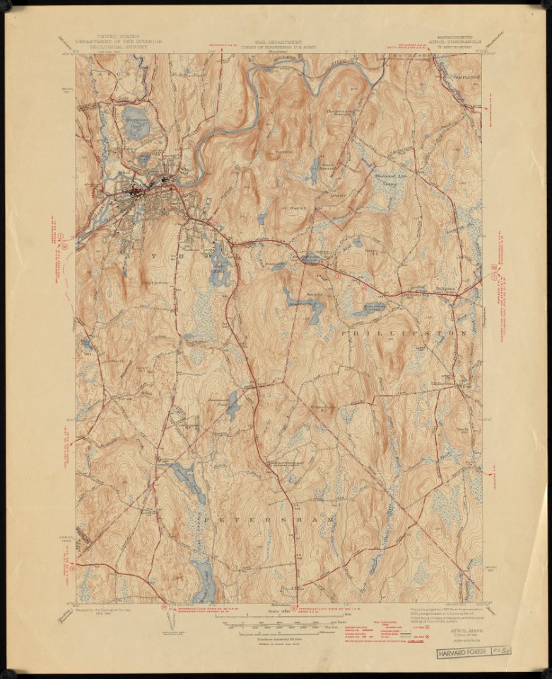 1946 Topographic maps of 7.5' Athol quad, Massachusetts, by the U.S. Geological Survey, from the Digital Commonwealth - commonwealth qv33tb39k