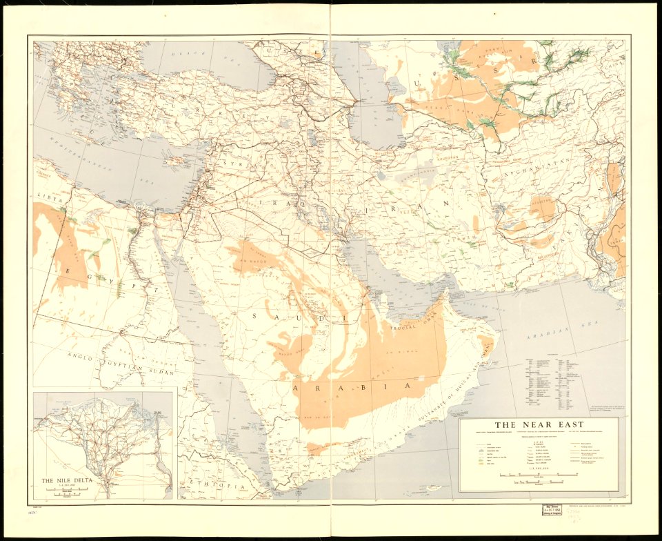 1952 map of the Near East by the United States Army Map Service