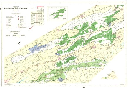 1983 Map of the south portion of the Jefferson National Forest in southwest Virginia