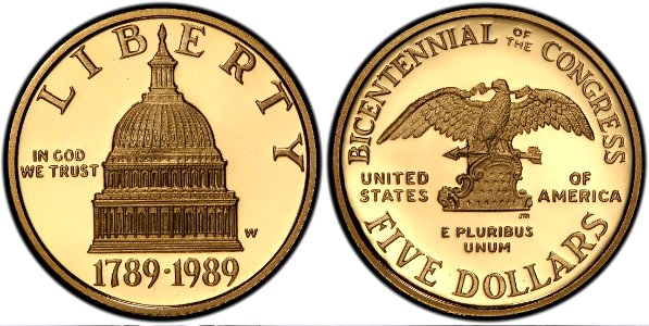 1989 Congress Bicentennial-Proof Five Dollars