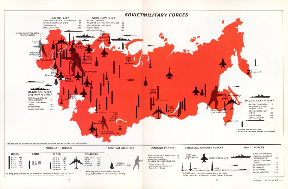 1986 map showing the Soviet Military Forces