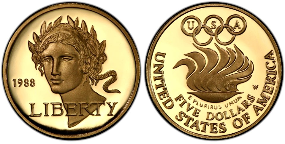 1988 Seoul Olympics-Proof Five Dollars