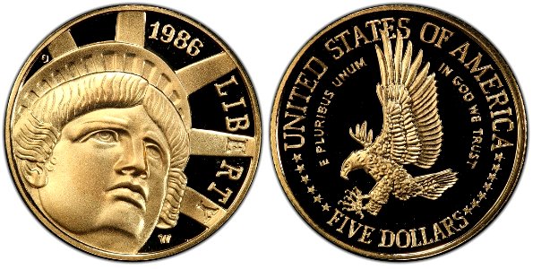 1986 Statue of Liberty-Proof Five Dollars