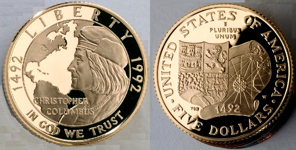 1992 Christopher Columbus-Proof FiveDollars photo